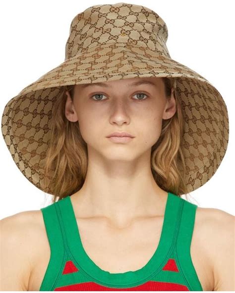 gucci wide brim bucket hat|Gucci straw hat women.